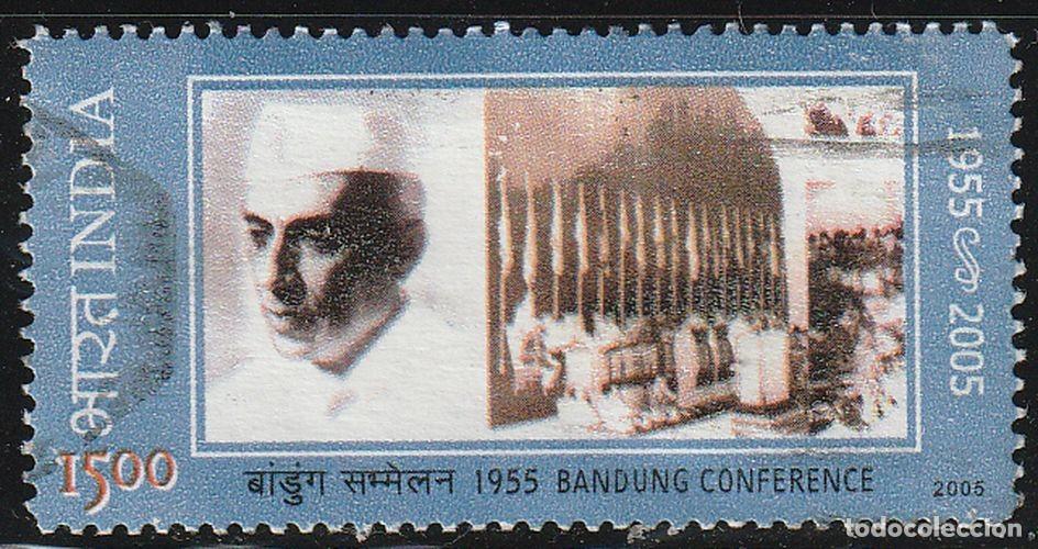 Sellos: India 2005 Scott 2105 Sello &ordm; Jawaharlal Nehru Primer Ministro (1889-1964) Bandung Conference