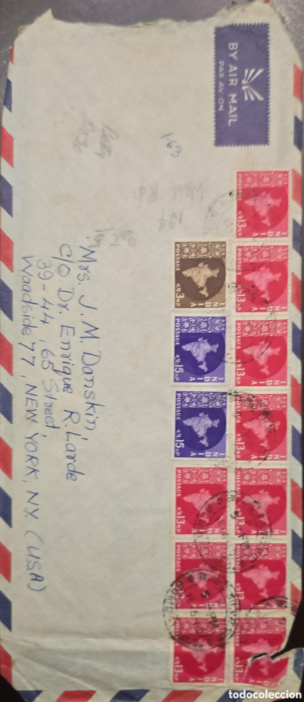 Sellos: CA)INDIA1964(The black circular postmarks at the bottom show the legible date 11 DEC 64).An internat