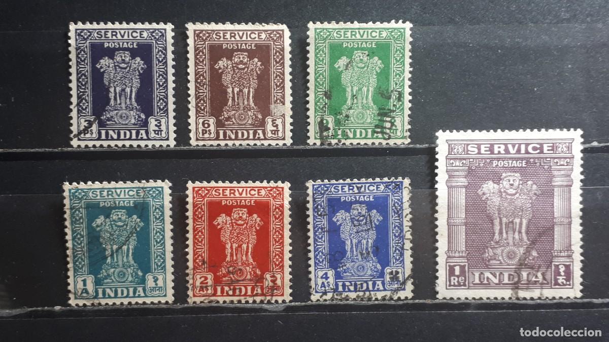 Sellos: INDIA. A&Ntilde;O 1950-1 &deg;. YVERT Servicios 7A, 10, 11/15, 7