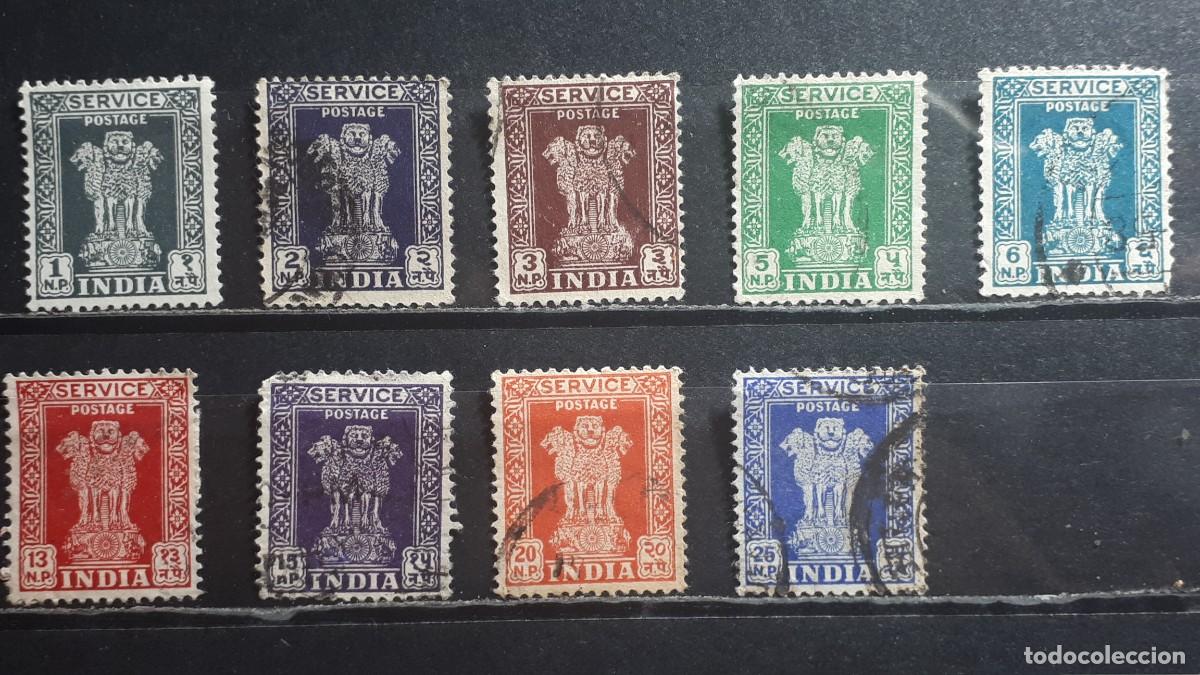 Sellos: INDIA. A&Ntilde;O 1957-8. &deg;. YVERT Servicios 14/21, falta 22
