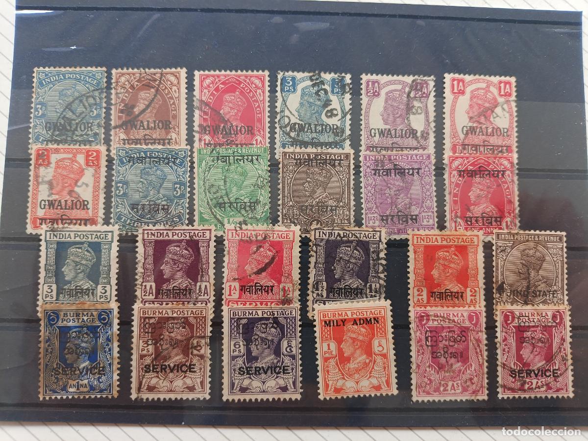 Sellos: India inglesa: Gwalior, Jind, Burma. Lote de sellos