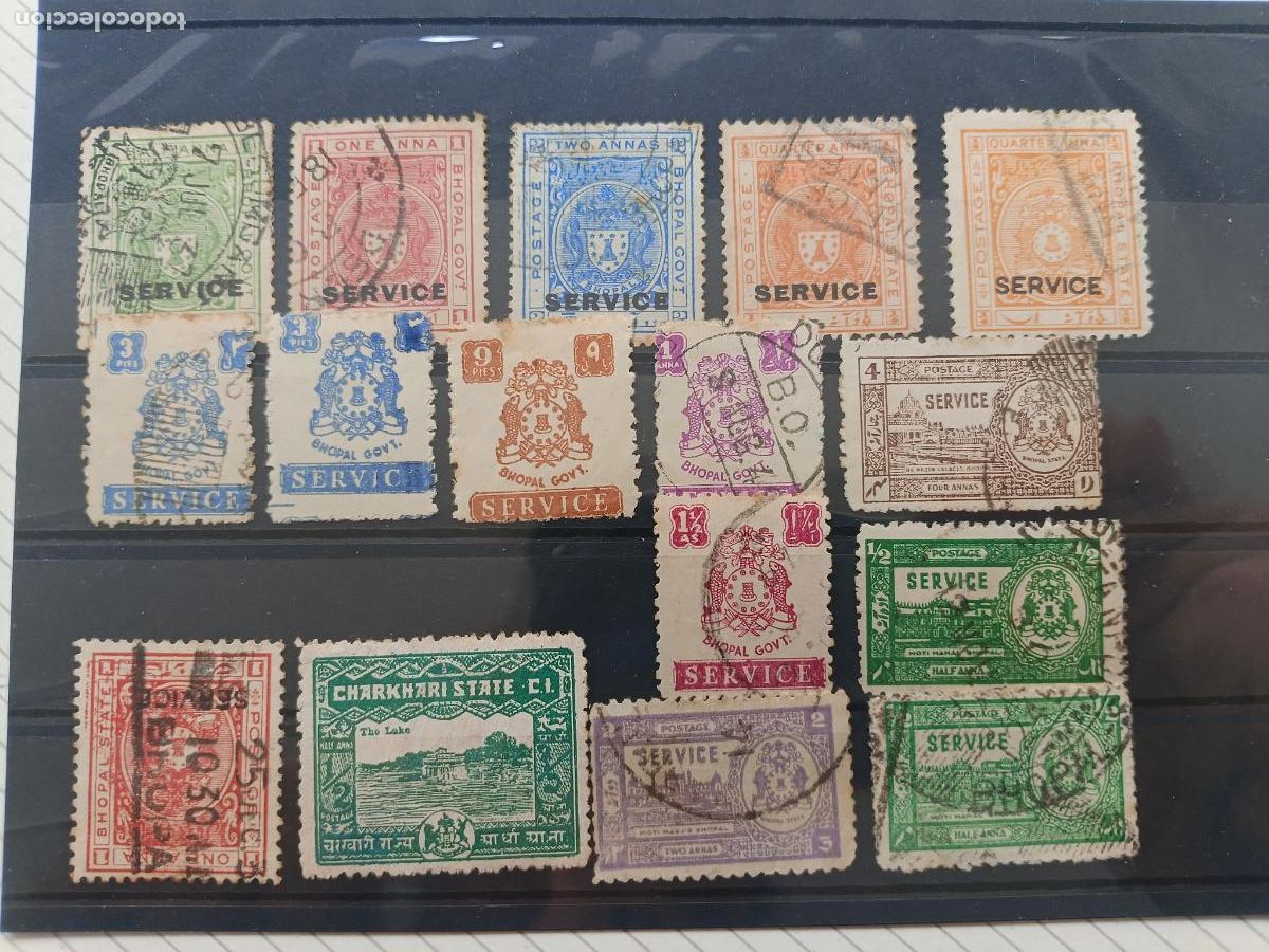 Sellos: India inglesa. Bophal y Charkari. Lote de sellos