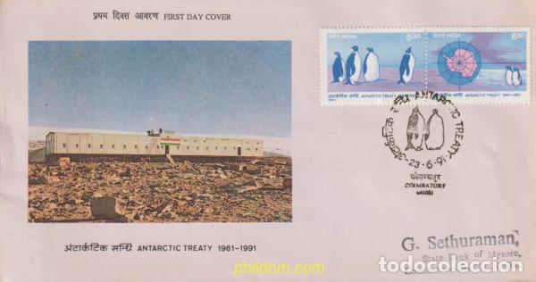 Sellos: 397409 MNH INDIA 1991 30 ANIVERSARIO DEL TRATADO DE LA ANTARTIDA