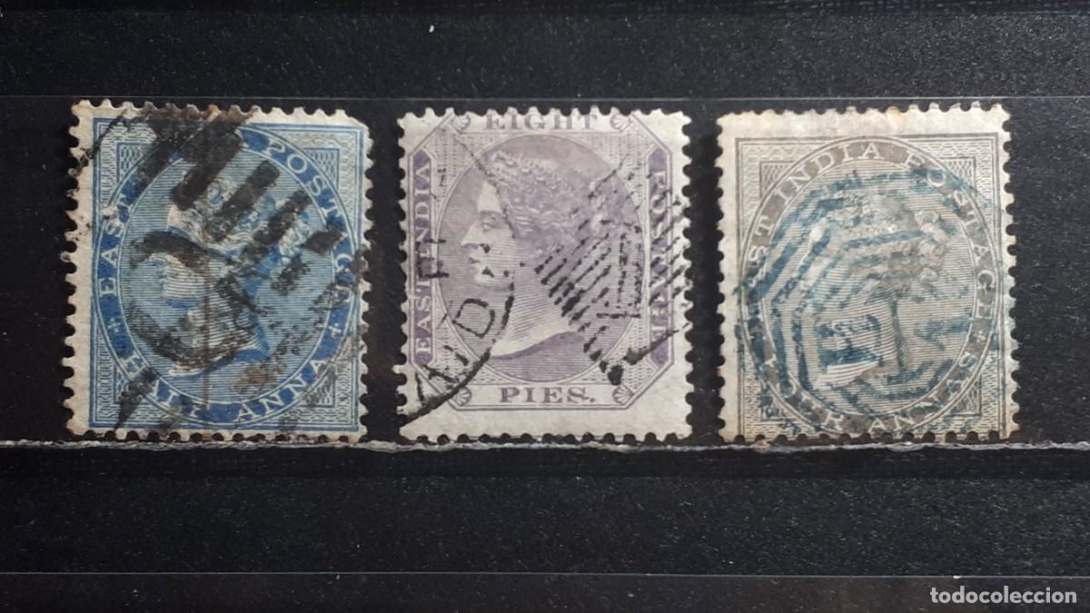 Sellos: INDIA INGLESA. A&Ntilde;O 1856. &deg;. YVERT 9, 10, 15.