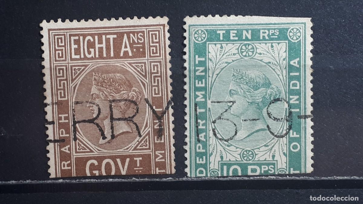 Sellos: INDIA INGLESA. A&Ntilde;O 1865. &deg;. YVERT Telegrafos 7, 11