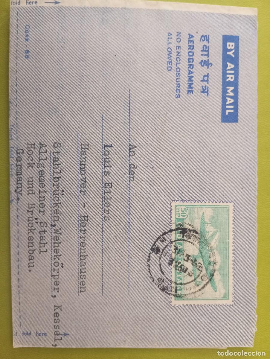 Sellos: INDIA, 1962, AEROGRAMA DESTINADO A ALEMANIA. VER DESCRIPCI&Oacute;N