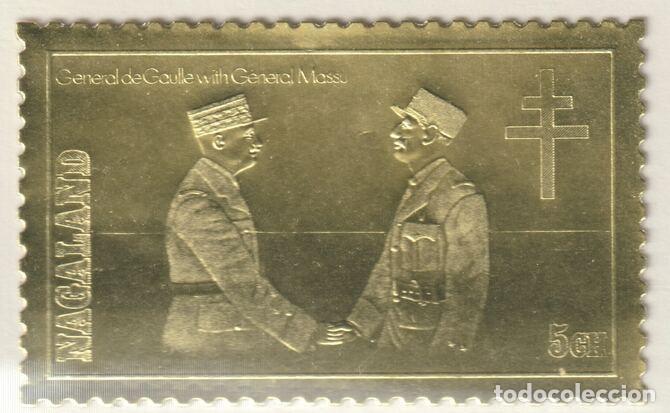 Sellos: NAGALAND 1979 STAMP MNH GOLD GENERAL CHARLES DE GAULLE Y JACQUES-EMILE MASSU
