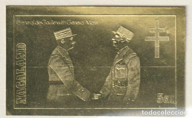 Sellos: NAGALAND 1979 STAMP MNH IMPERF GOLD GENERAL CHARLES DE GAULLE Y JACQUES-EMILE MASSU