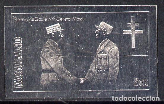 Sellos: NAGALAND 1979 STAMP MNH IMPERF SILVER GENERAL CHARLES DE GAULLE Y JACQUES-EMILE MASSU