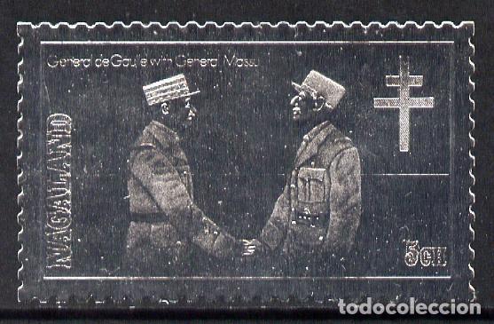 Sellos: NAGALAND 1979 STAMP MNH SILVER GENERAL CHARLES DE GAULLE Y JACQUES-EMILE MASSU