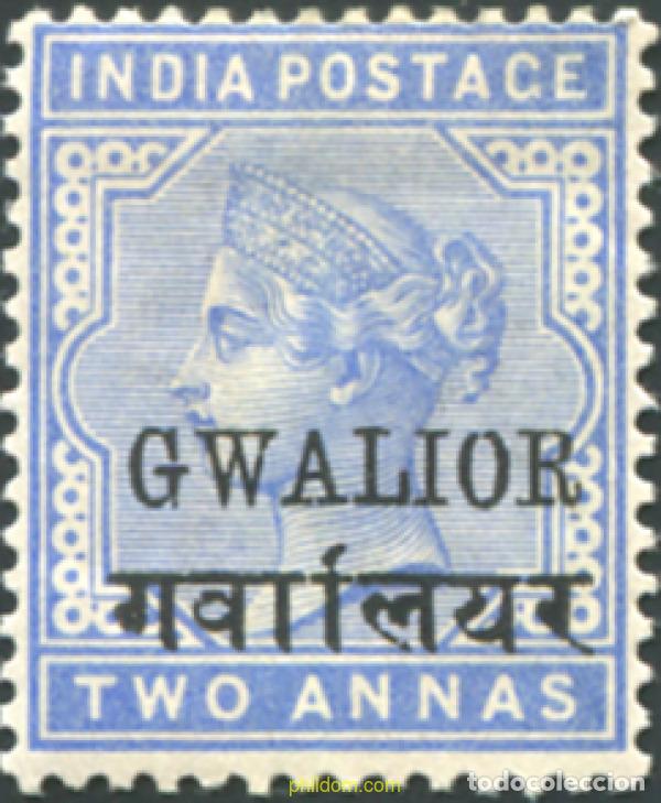 Sellos: 791627 HINGED GWALIOR 1886 SELLOS DE INDIA INGLESA DEL 1862-1892 SOBRECARGADOS.