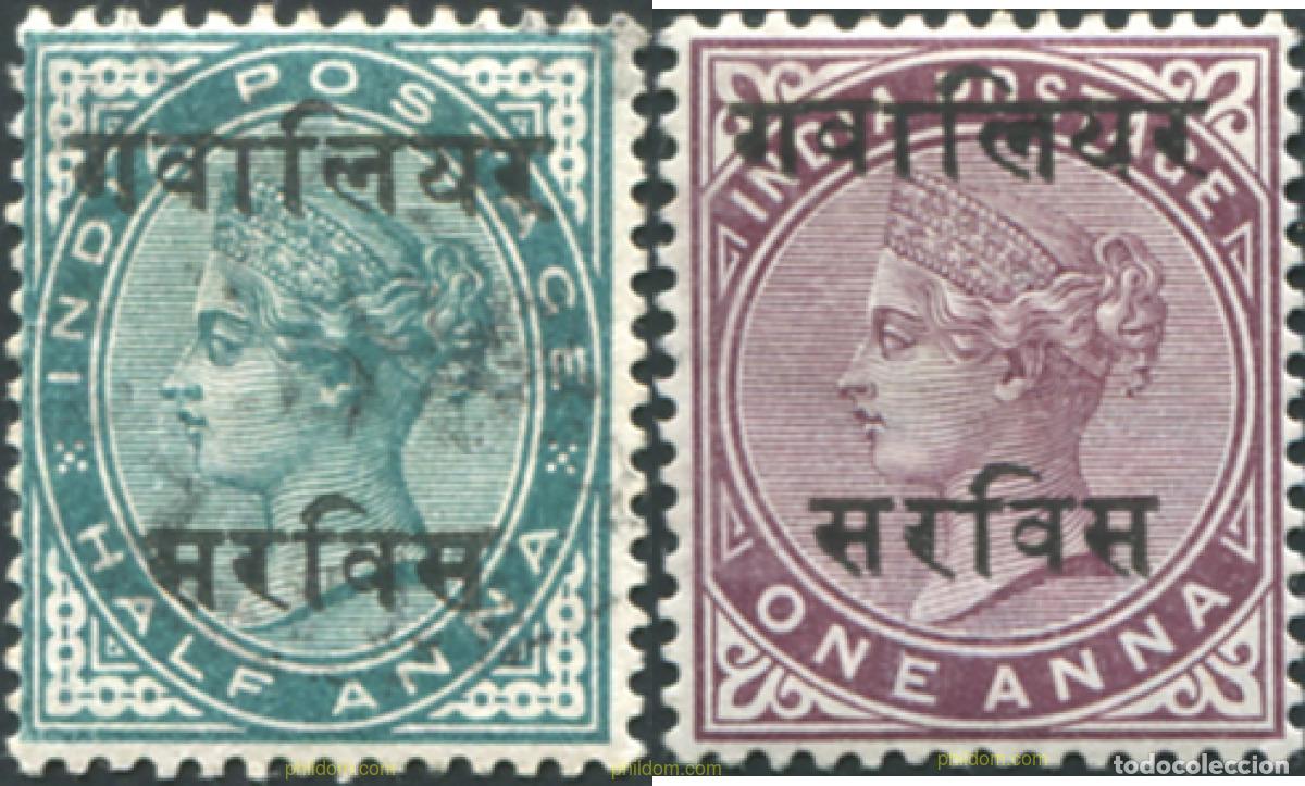 Sellos: 791628 USED GWALIOR 1896 SELLOS DE INDIA INGLESA DE 1882-1892 SOBRECARGADOS-SERVICIO