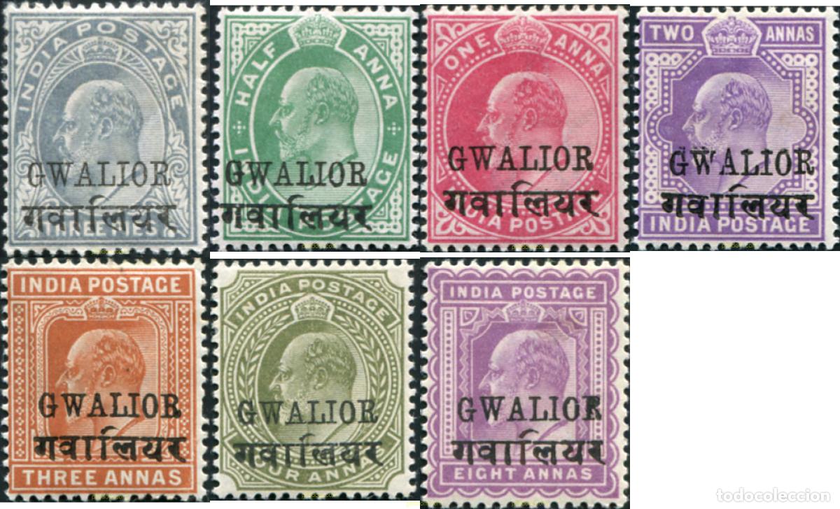 Sellos: 791634 HINGED GWALIOR 1903 SELLOS DEL 1902 SOBRECARGADOS