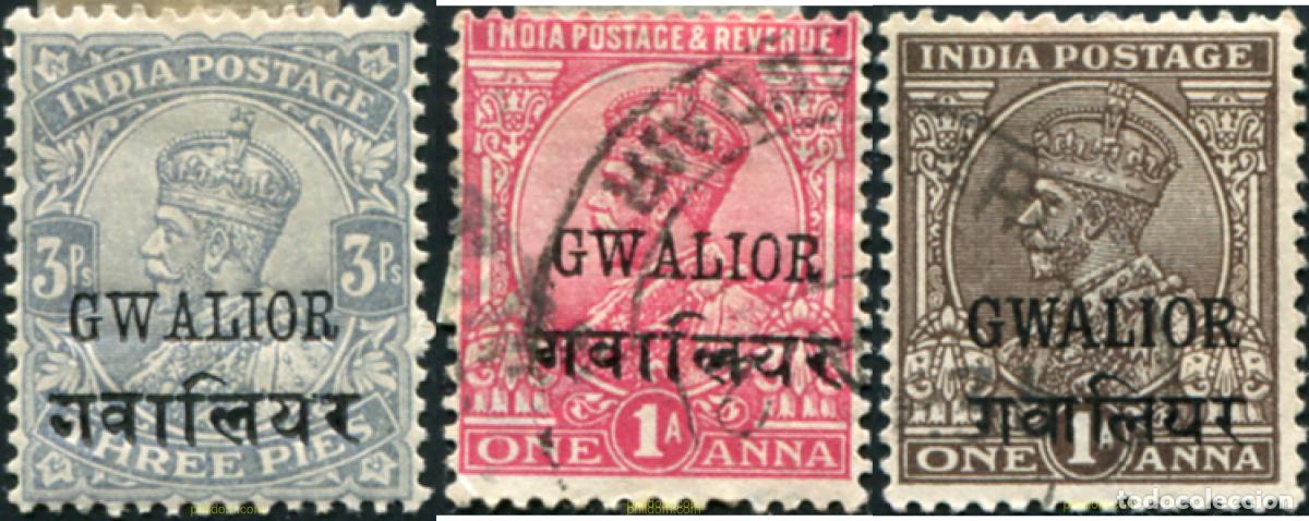 Sellos: 791641 USED GWALIOR 1912 SELLOS DE INDIA INGLESA DE 1911-26 SOBRECARGADOS