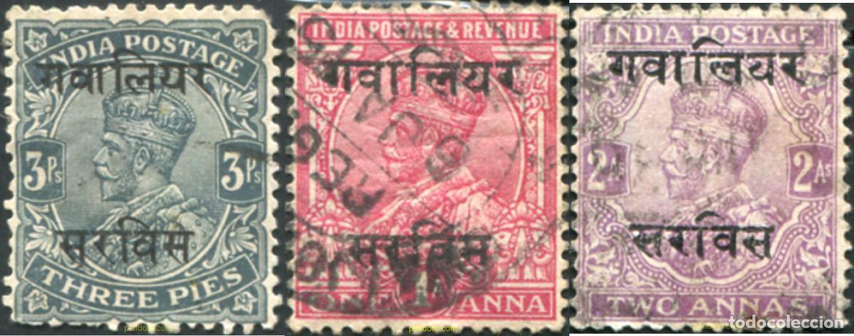 Sellos: 791645 USED GWALIOR 1913 SELLOS DE INDIA INGLESA DE 1911 (GEROGE V) SOBRECARGADOS-SERVICIO