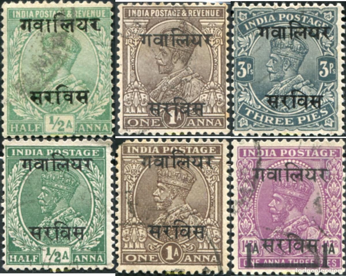 Sellos: 791646 USED GWALIOR 1928 SELLOS DE INDIA INGLES DE 1927-34 SOBRECARGADOS