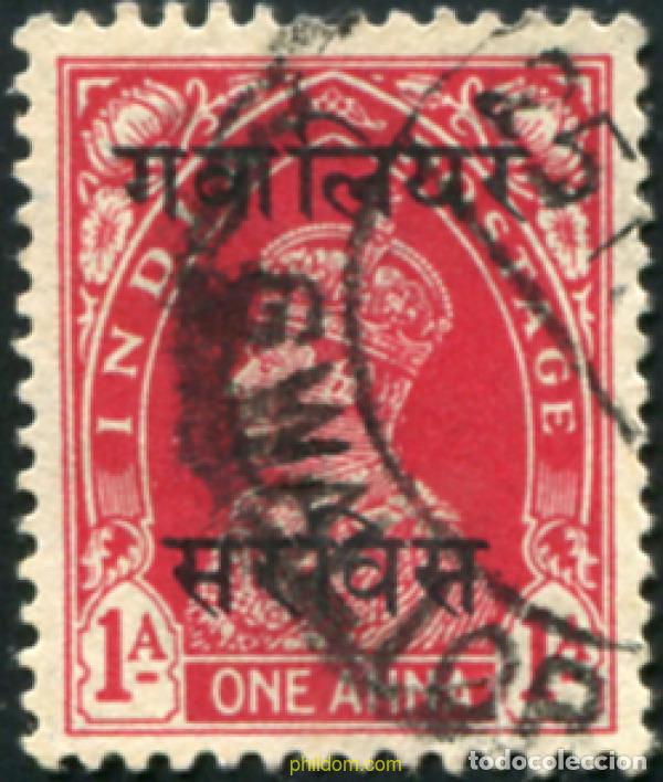 Sellos: 791653 USED GWALIOR 1938 SELLOS DE INDIA INGLESA DE 1937-41 (GEORGE VI) SOBRECARGADOSS-SERVICIO