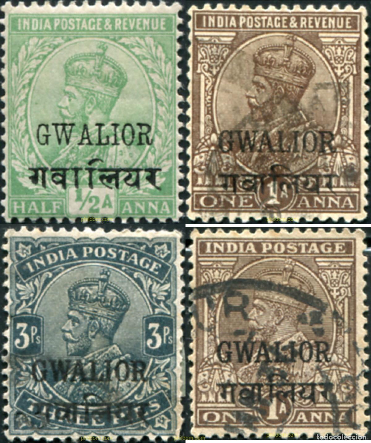 Sellos: 791654 USED GWALIOR 1928 SELLOS DE INDIA INGLESA DE 1927-34 SOBRECARGADOS