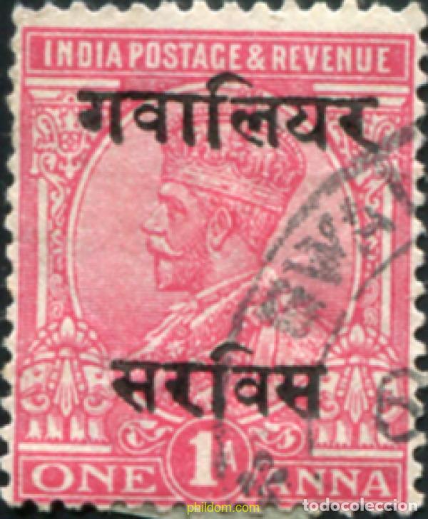 Sellos: 791655 USED GWALIOR 1913 SELLOS DE INDIA INGLESA DE 1911 (GEROGE V) SOBRECARGADOS-SERVICIO