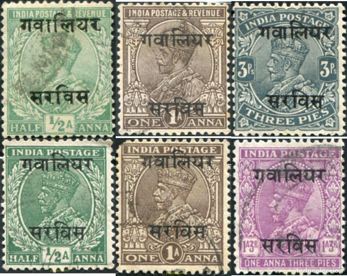 Sellos: 791646 USED GWALIOR 1928 SELLOS DE INDIA INGLES DE 1927-34 SOBRECARGADOS