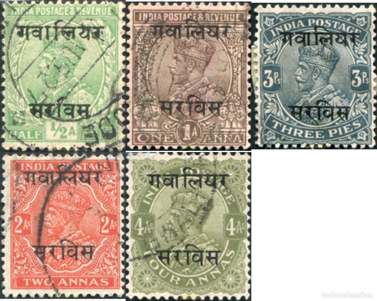 Sellos: 791658 USED GWALIOR 1928 SELLOS DE INDIA INGLES DE 1927-34 SOBRECARGADOS