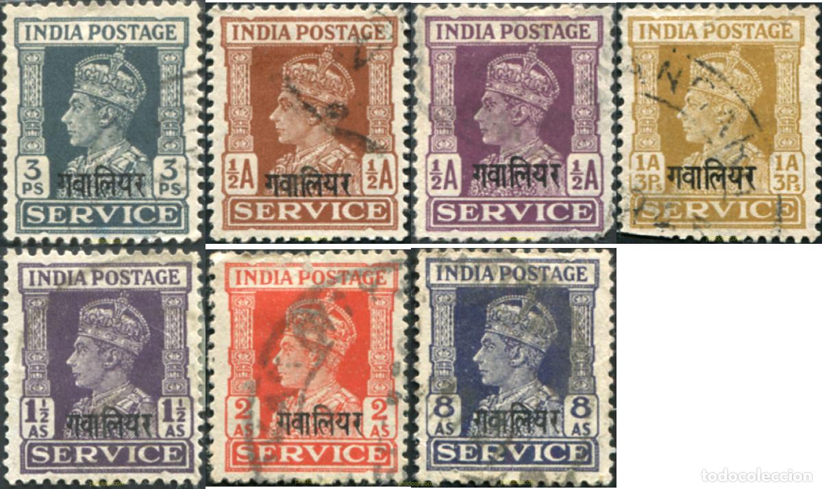 Sellos: 791662 USED GWALIOR 1940 SELLOS DE SERVICIO DE INDIA INGLESA SOBRECARGADOS