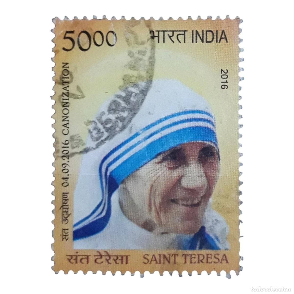 Sellos: INDIA 2016. Canonizaci&oacute;n de la Madre Teresa de Calcuta. USADO.