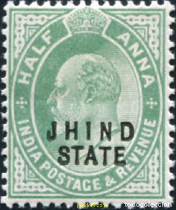 Sellos: 791740 HINGED JHIND 1908 SELLOS DE INDIA INGLESA DE 1906 SOBRECARGADOS