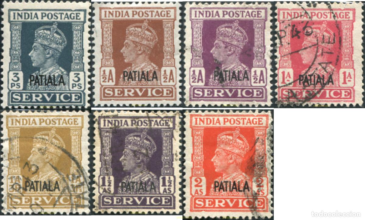 Sellos: 791837 USED PATIALA 1940 SELLOS DE SERVICIO DE INDIA INGLESA DE 1939-43 SOBRECARGADOS