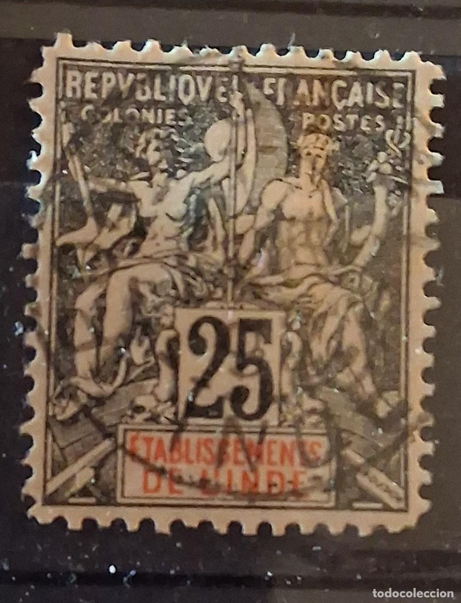 Sellos: FRANCIA, INDIA, 1892, CAT.YT. 8.