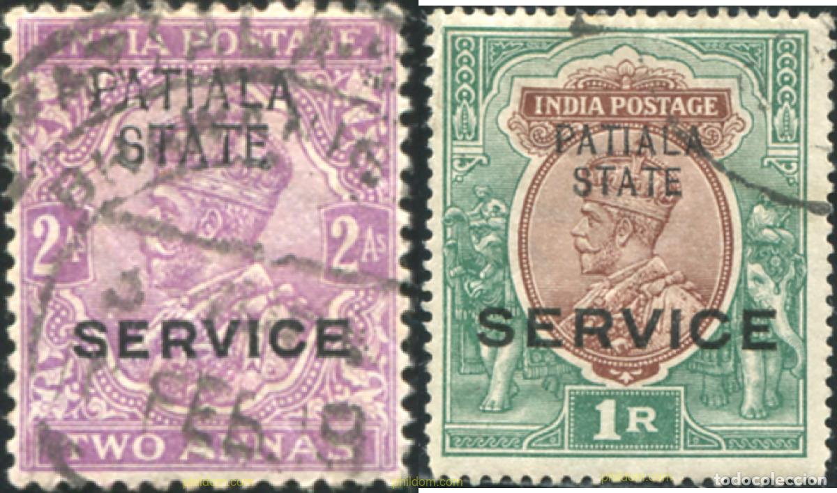 Sellos: 791921 USED PATIALA 1913 SELLOS DE SERVICIO DE INDIA INGLESA DE 1912-21 (GEORGE V) SOBRECARGADOS