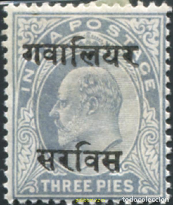 Sellos: 791632 HINGED GWALIOR 1904 SELLOS DE INDIA INGLESA DE 1902 (EDUARDO VII) SOBRECARGADOS-SERVICIO