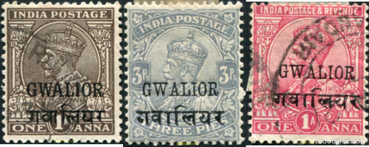Sellos: 791641 USED GWALIOR 1912 SELLOS DE INDIA INGLESA DE 1911-26 SOBRECARGADOS