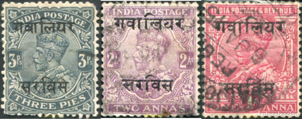 Sellos: 791645 USED GWALIOR 1913 SELLOS DE INDIA INGLESA DE 1911 (GEROGE V) SOBRECARGADOS-SERVICIO