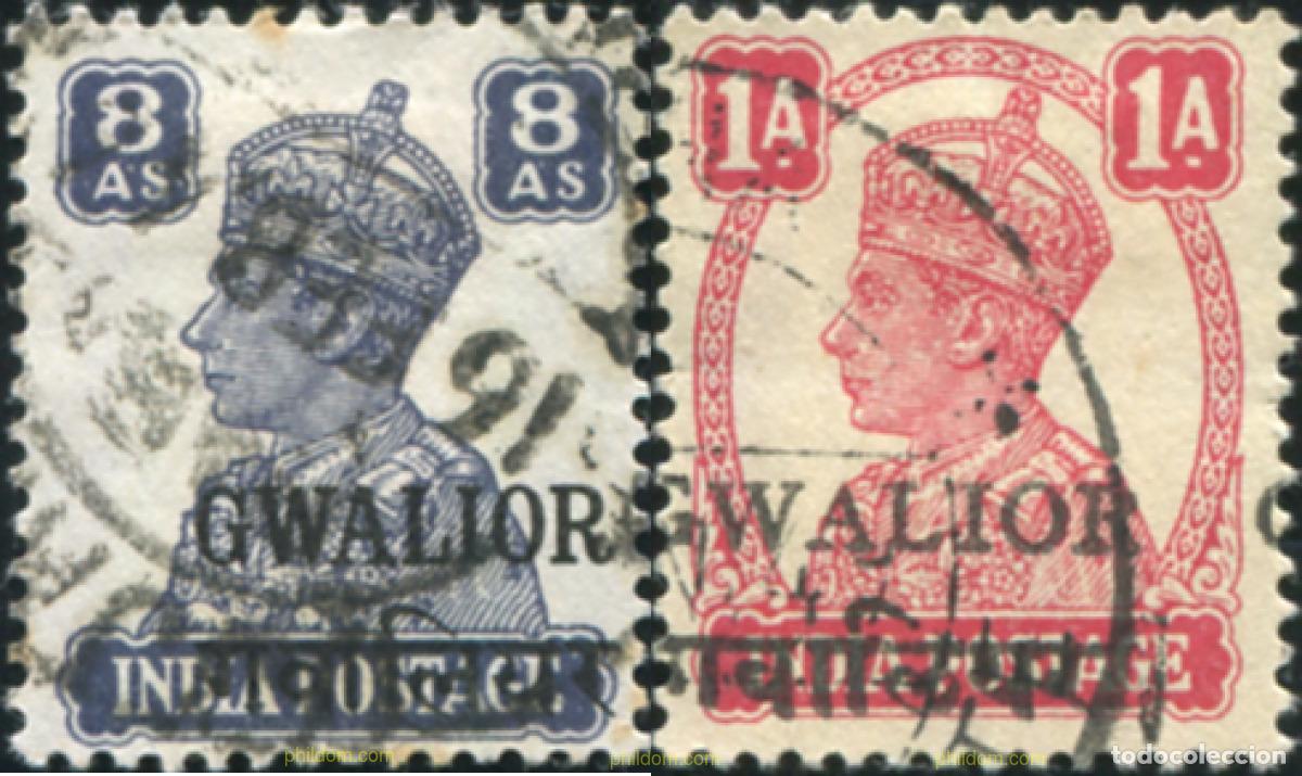 Sellos: 786674 USED GWALIOR 1940 SELLOS DE INDIA INGLESA DE 1939-43 SOBRECARGADOS