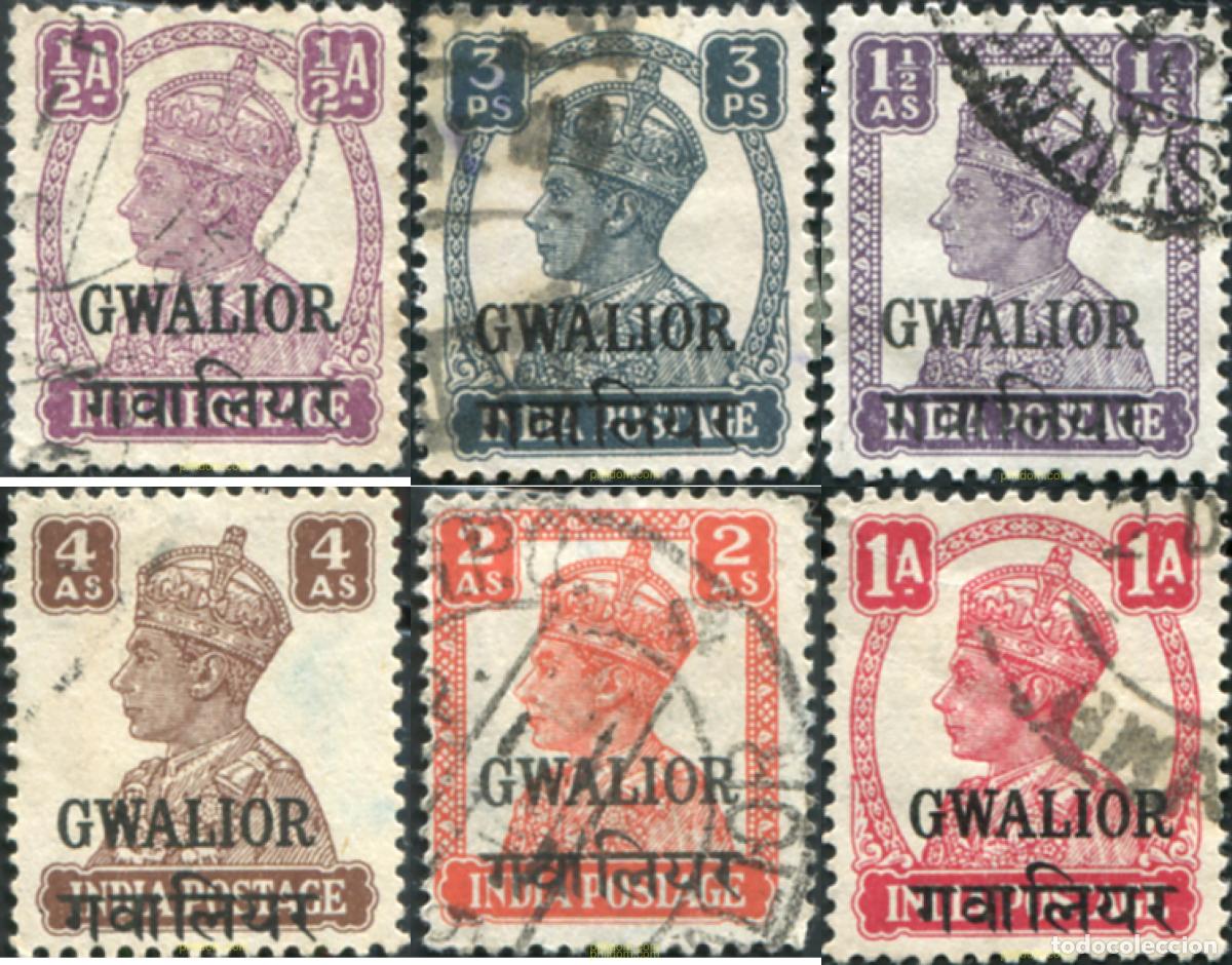 Sellos: 791663 USED GWALIOR 1940 SELLOS DE INDIA INGLESA DE 1939-43 SOBRECARGADOS