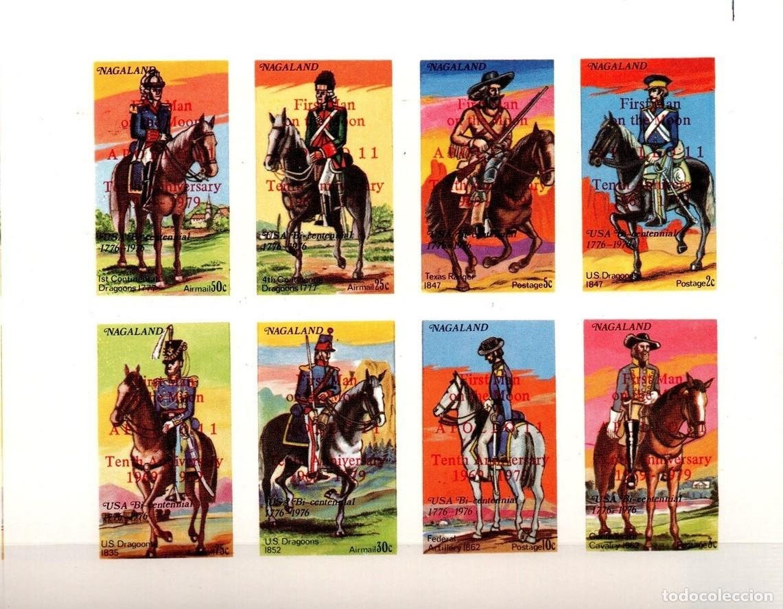 Sellos: NAGALAND 1976 SHEET MNH IMPERF RED OVERPRINTED APOLLO 11 BICENTENARIO E.E.U.U. CABALLOS HORSES