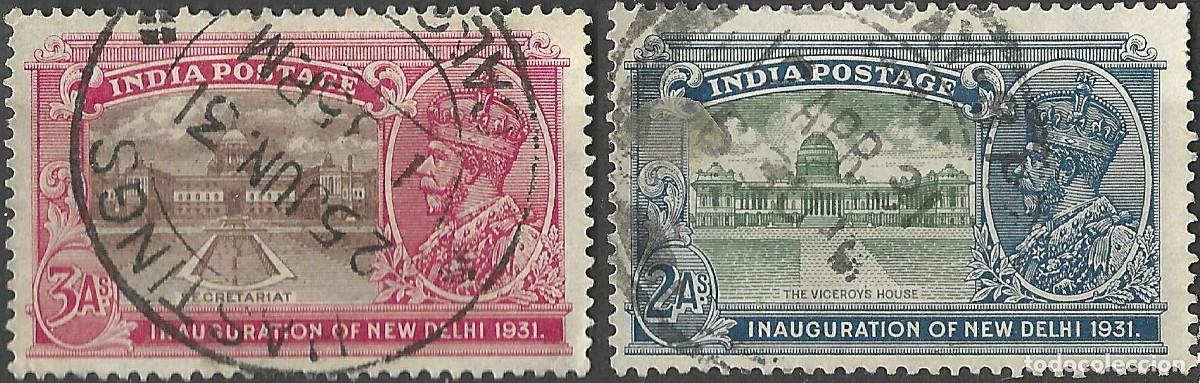 Sellos: INDIA/1931/USED/SC#132-3/ REY JORGE V / KGV / SET PARCIAL / INAUGURACION DE NUEVA DELHI