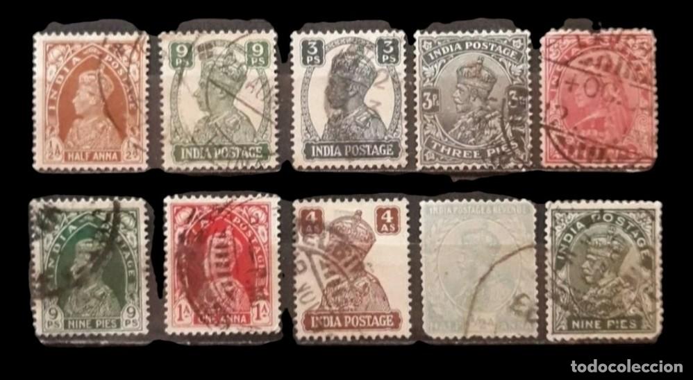 Sellos: INDIA Jorge VI. Bonito lote de 10 sellos. USADO.