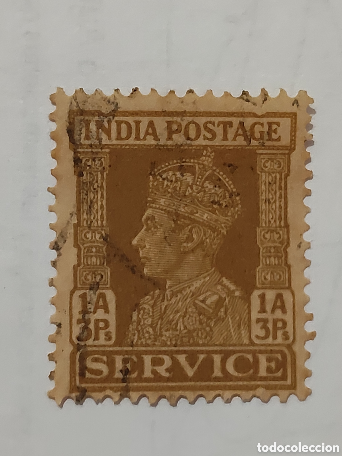 Sellos: Sello de la India Rey Jorge Vl con la corona imperial de la India 1939 usado