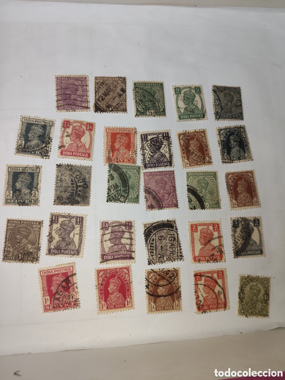 Sellos: 28 sellos de la India Rey Jorge V y Jorge Vl con corona Imperial 1910-37 usados