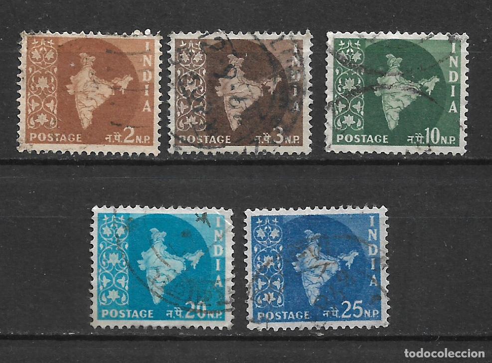 Sellos: india 1957-58 lote 5 sellos usado - 19/16