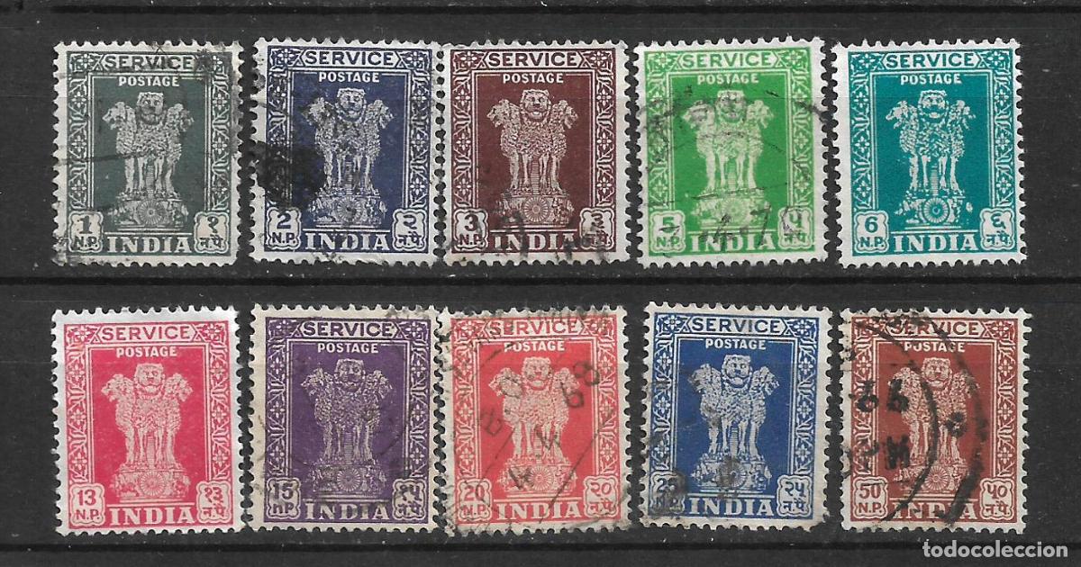 Sellos: india 1957-58 # O127-O136 usado completa - 19/18