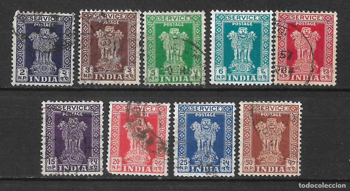Sellos: india 1957-58 # O128-O136 usado completa - 19/18