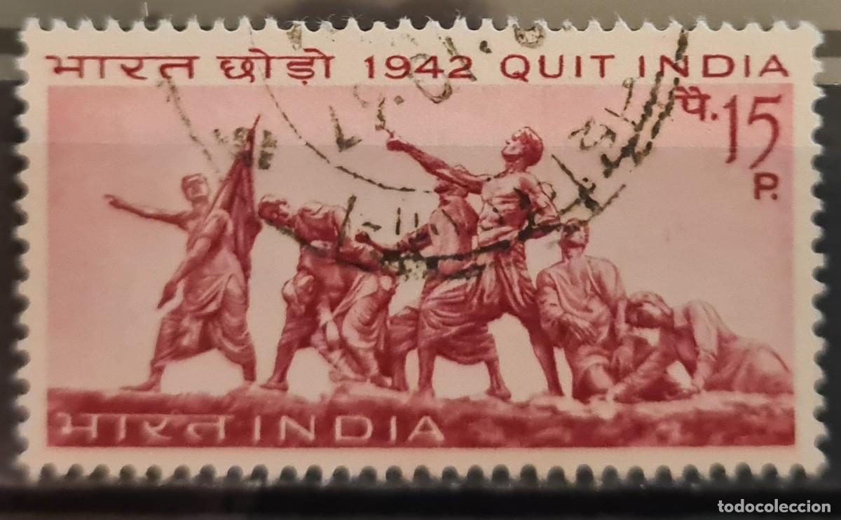 Sellos: Sello usado de &Iacute;ndia 1967: XXV aniversario de la revuelta de Gandhi