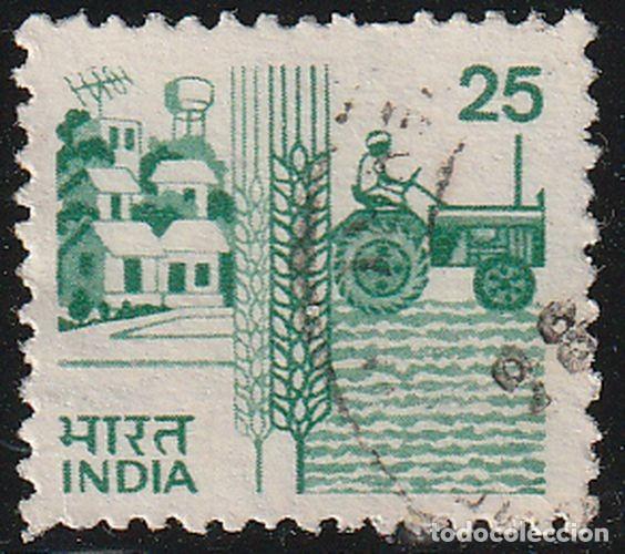 Sellos: India 1979-88 Scott 840B Sello &ordm; Agricultura Tractor Michel 1028 Yvert 844 Stamp Timbre Inde