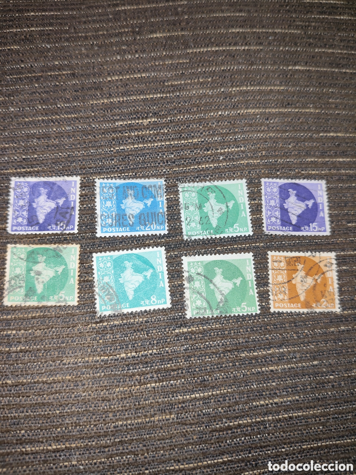 Sellos: 8 sellos de la India mapa del pais 1957