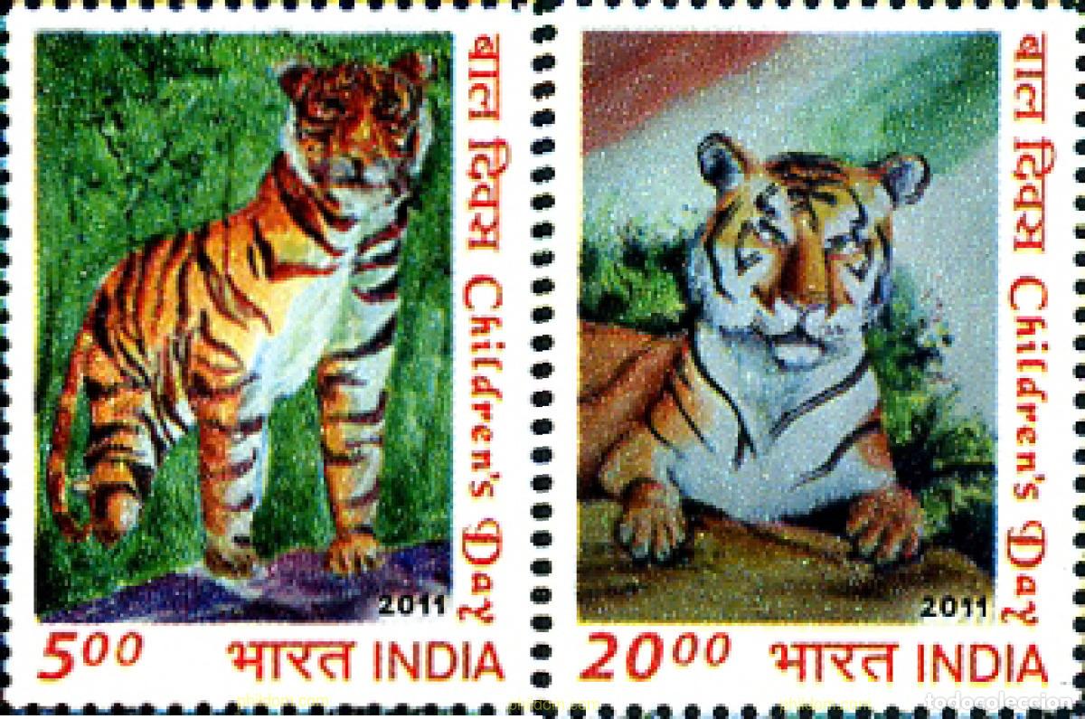 Sellos: 272494 MNH INDIA 2011 D&iacute;A INTERNACIONAL DE LA INFANCIA. TIGRES.