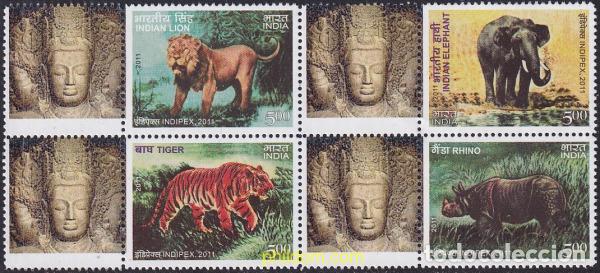 Sellos: 757332 MNH INDIA 2011 EXPOSICI&oacute;N FILAT&eacute;LICA INTERNACIONAL INDIPEX 2011, NEW DELHI.FAUNA.