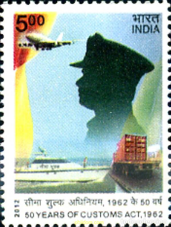 Stamps: 288333 MNH INDIA 2012 50 ANIVERSARIO DE LA LEY DE ADUANAS.